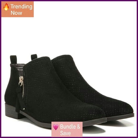 Women's Ankle Booties with Zipper, Recycled Materials, 1 Inch Heel - Picture 8 of 8